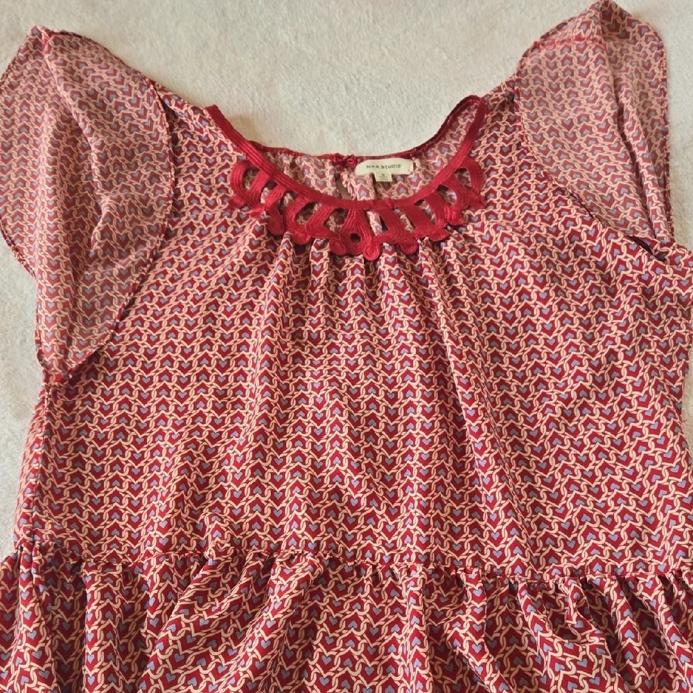 Max Studio S-L INTERTWINED 💙♥️🤍 Y2K KAWAII Babydoll Ruffles Fun LACE TRIM GUC - Picture 10 of 10